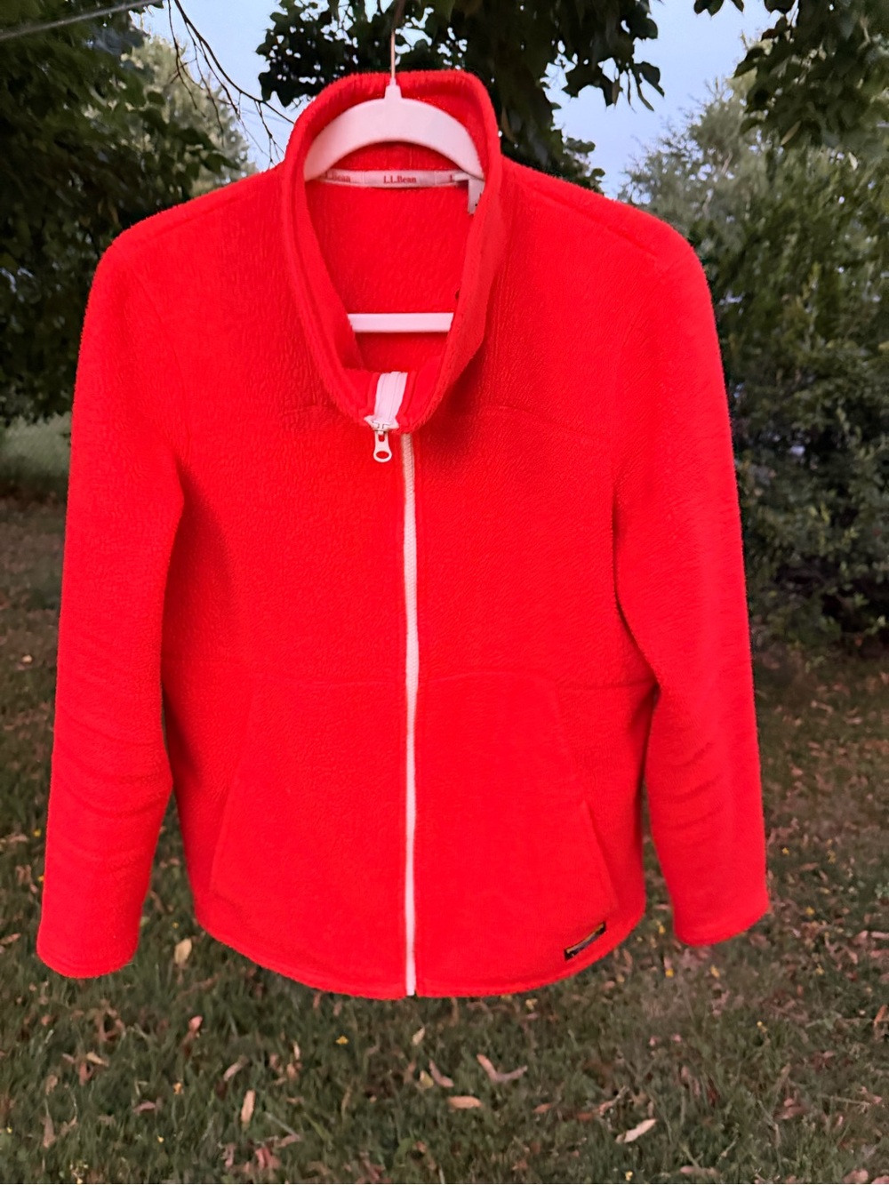 L.L. Bean Women’s Bright Red Teddy Fleece Zip Jacket